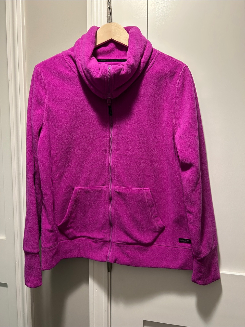 Calvin Klein Women's Zip-Up Teddy Jacket in Bright Fuchsia, Quick Dry!